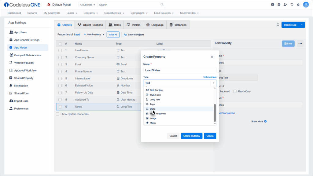 Select property type