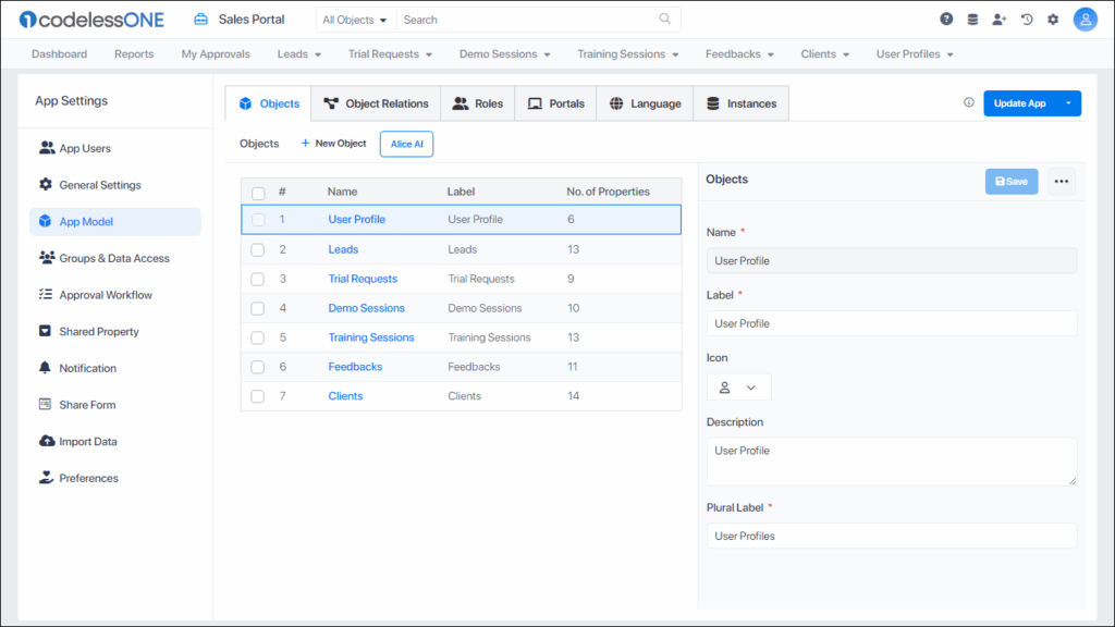 App model view