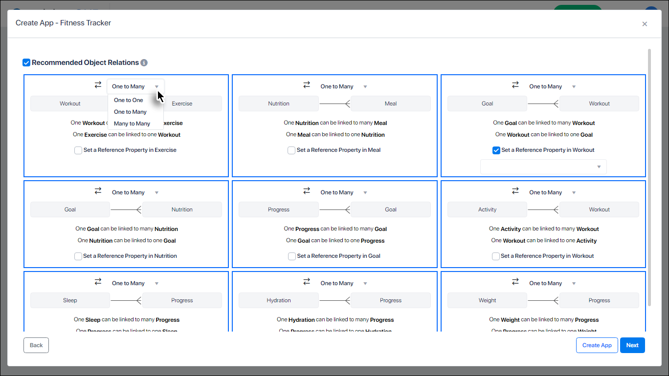 Customize cardinality between objects