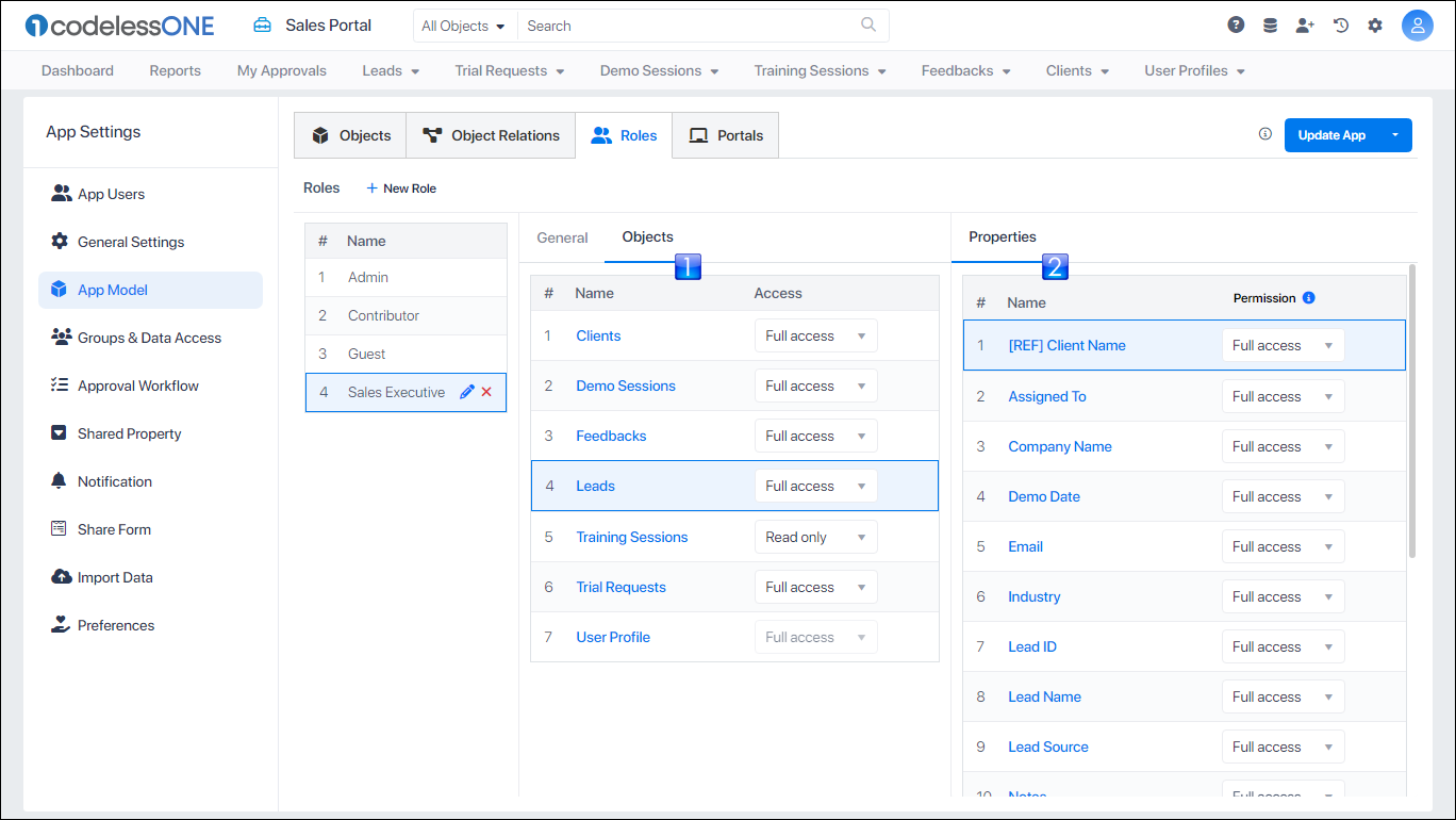 Managing Object and Property Permissions in Codeless ONE - Codeless ONE