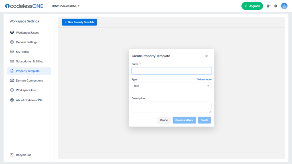 Property Template form