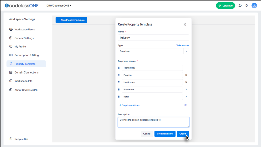 Creating Property Template