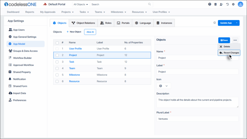 Select Revert Changes option from Ellipsis dropdown