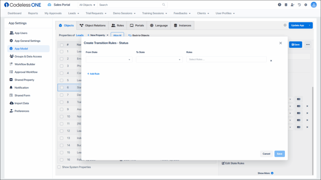 State Rules window appears