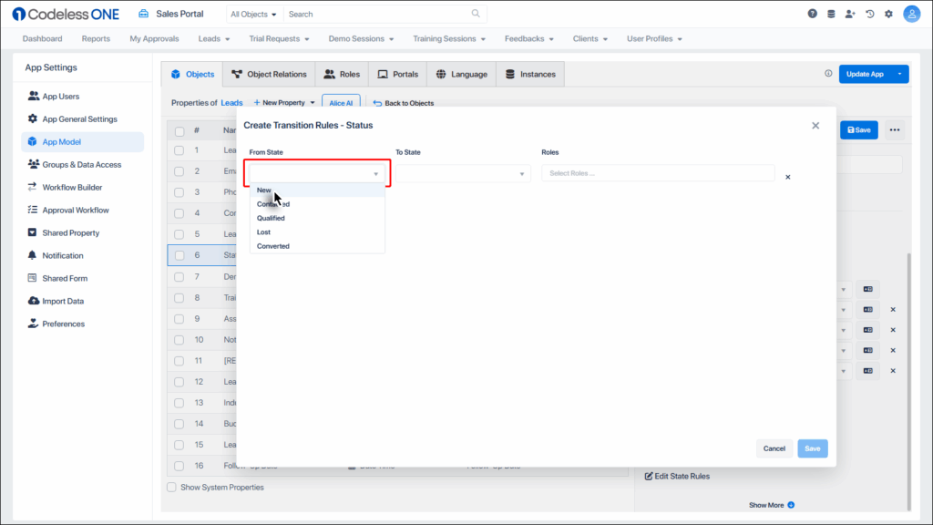 Choose New from Dropdown