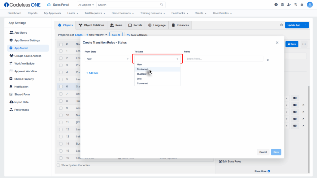 Choose Connected from Dropdown