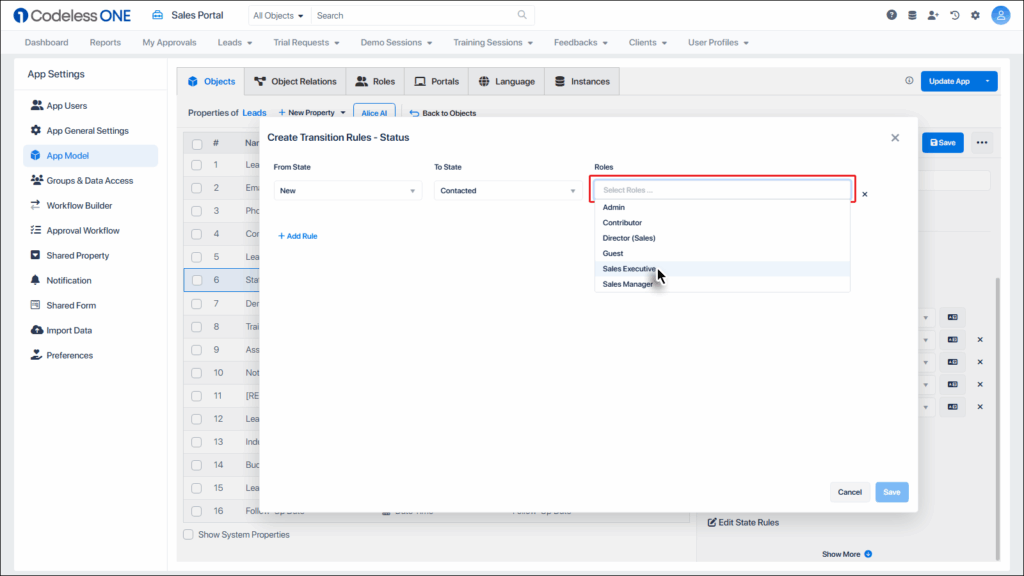 Select Sales Representative from Dropdown