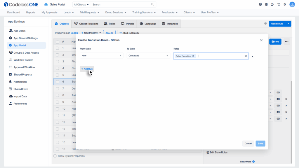 Click Add Rule button for additional configurations