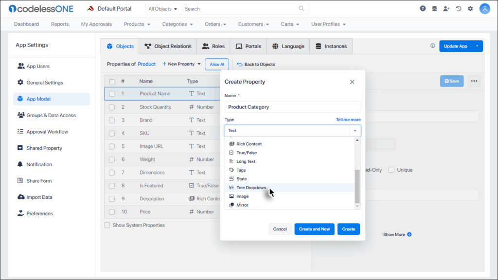 Select Tree Dropdown as type
