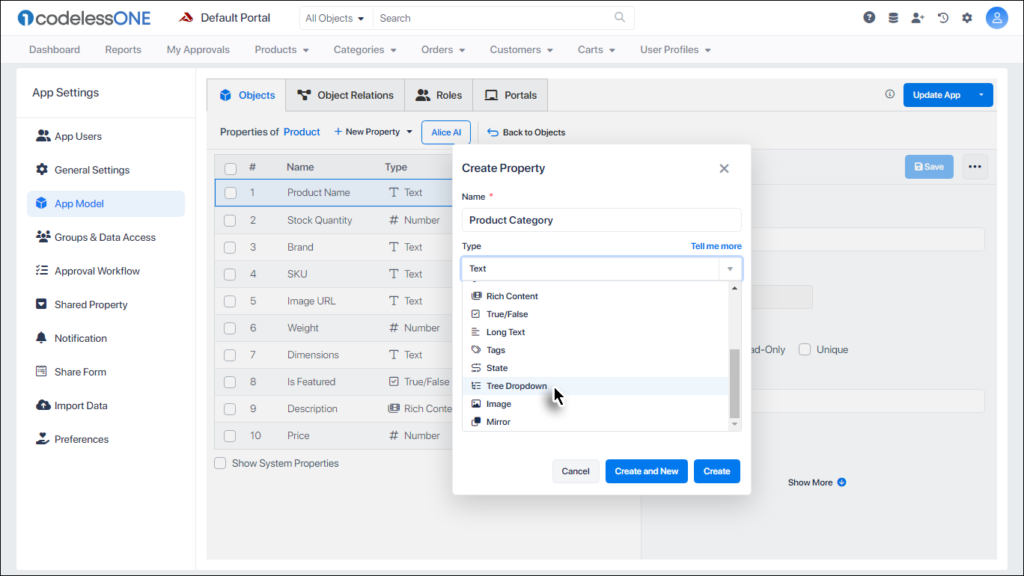 Select Tree Dropdown as type