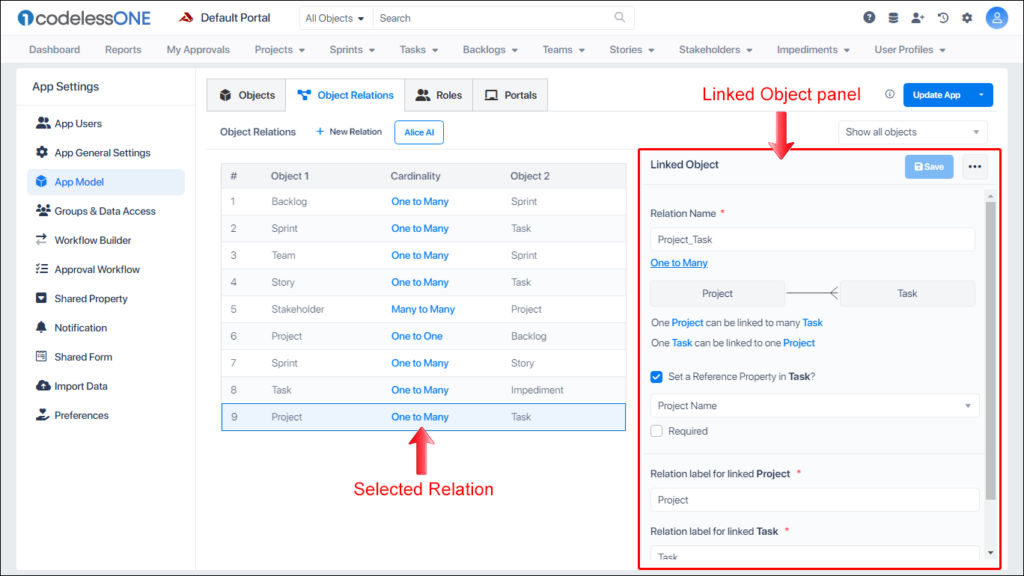 Linked Object panel