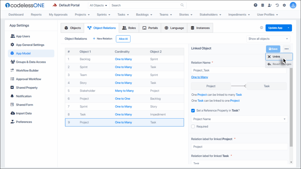 Select Unlink option