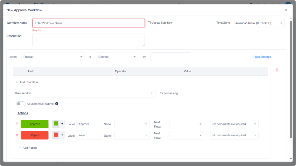 Approval Workflow window