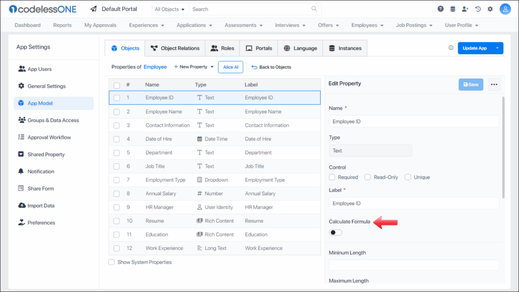 Toggle button to activate /deactivate the feature