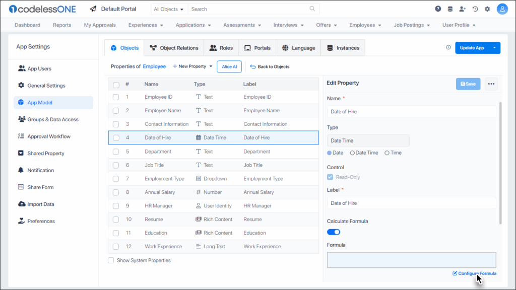 Configure Formula textbox