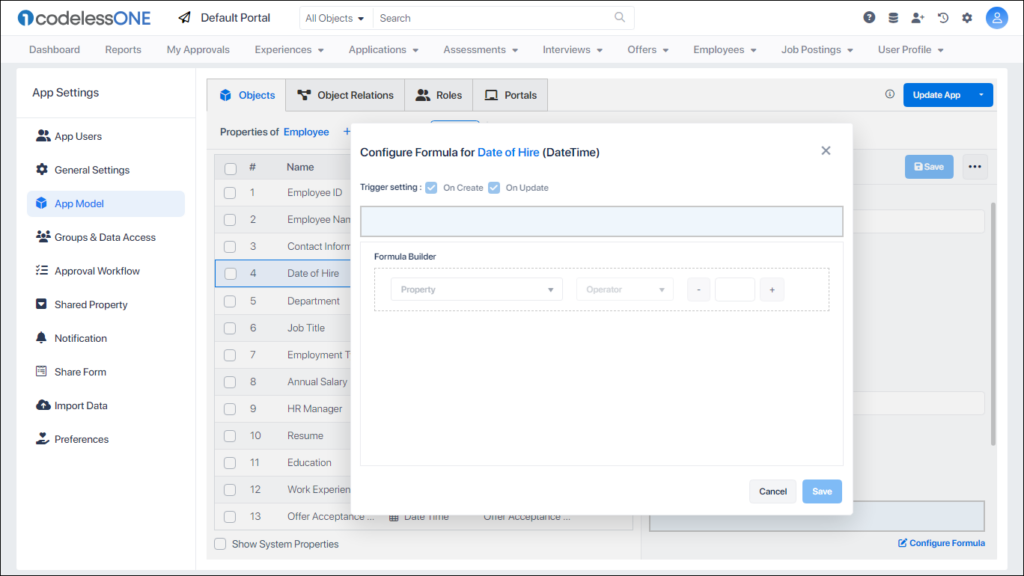 Configure Formula Dialogue Box