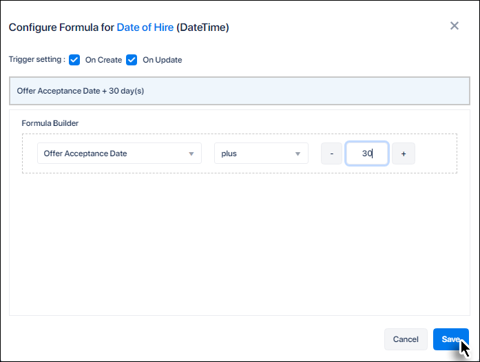 Configure days in formula