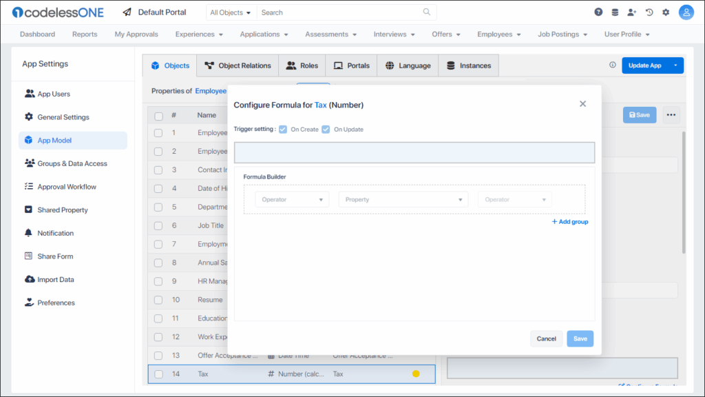 Formula dialogue box
