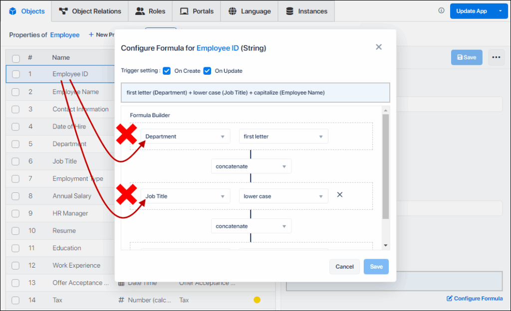 Self-reference loop not allowed