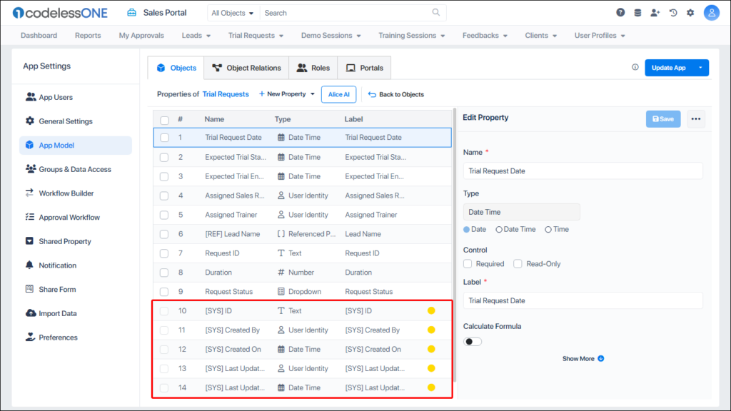 System Properties displayed