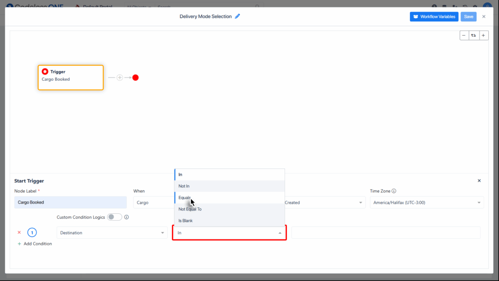 Select the desired operator