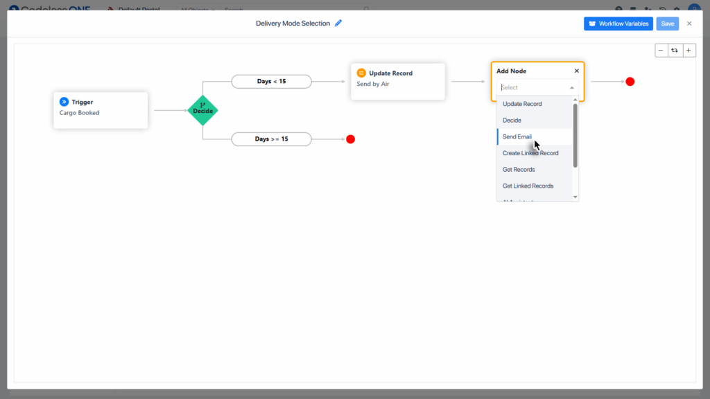 Select option Send Email