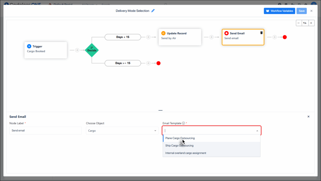 Select desired email template