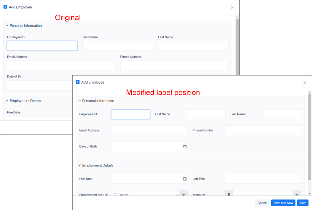 Form Original and Modified