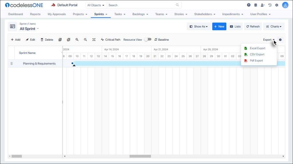 Gantt Chart Export formats