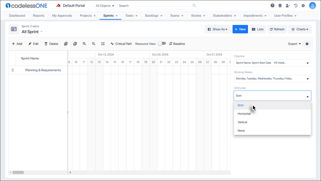 Grid Lines in settings (Gantt Chart)