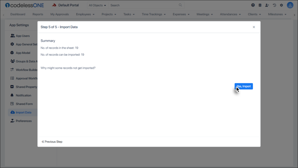 Click the Yes, Import button
