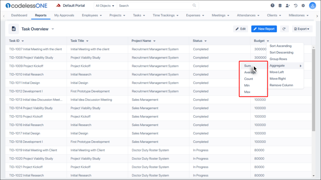 Column of numeric values support all Aggregate Functions