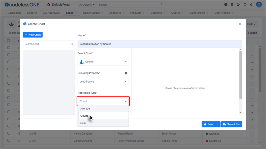 Select the desired Aggregate Type