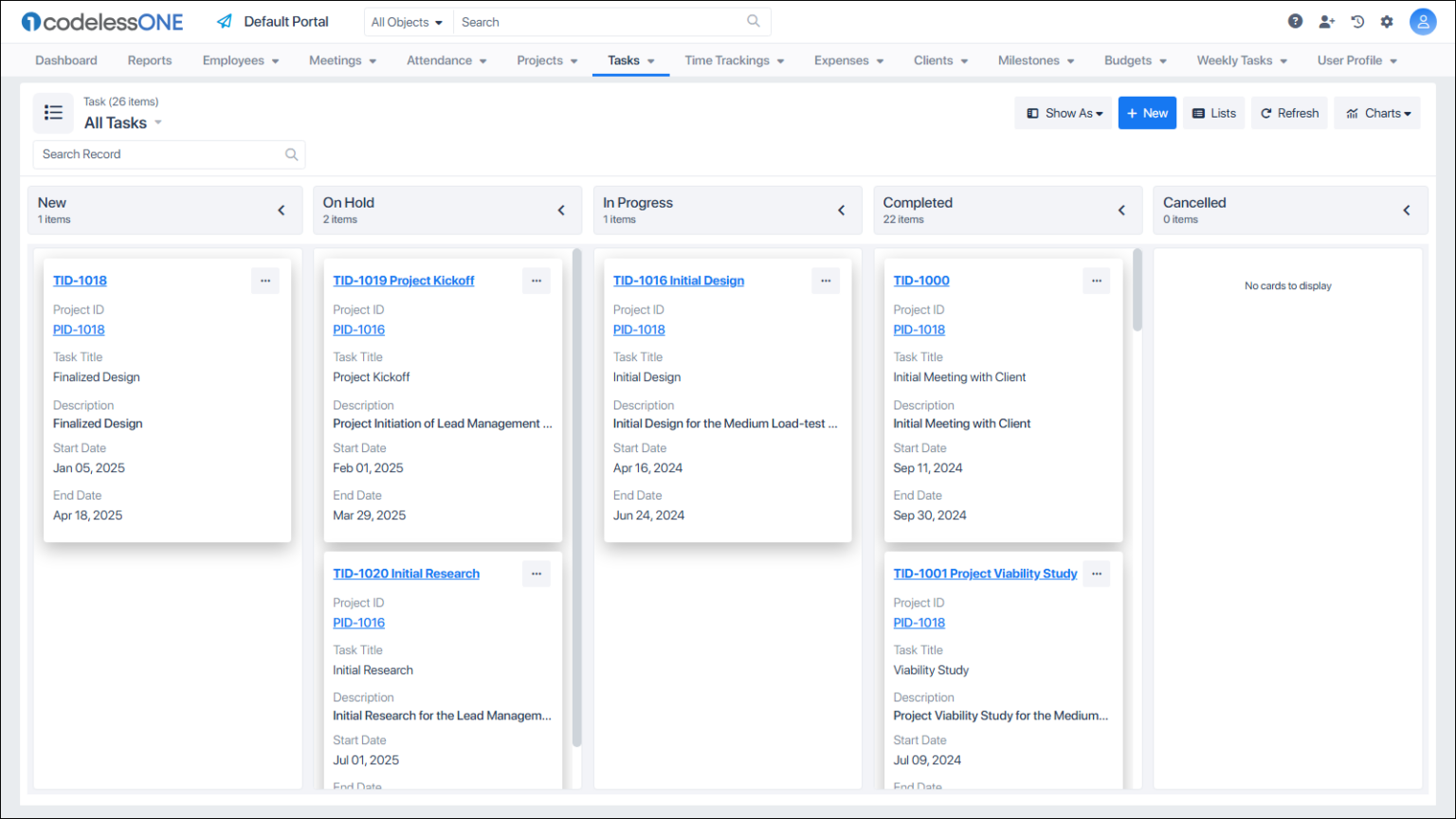 Kanban View - Codeless ONE