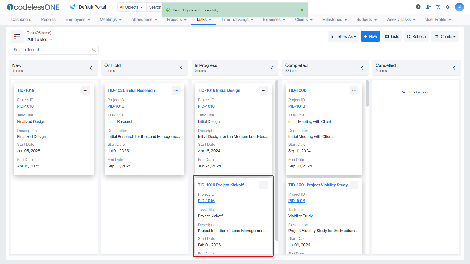 Kanban View - Codeless ONE
