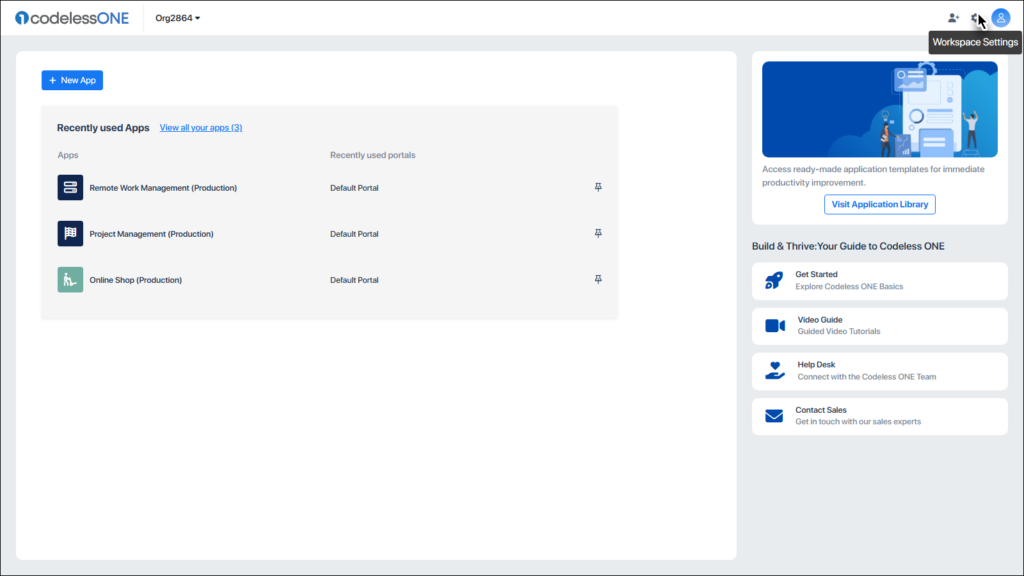 Click the Workspace Settings icon