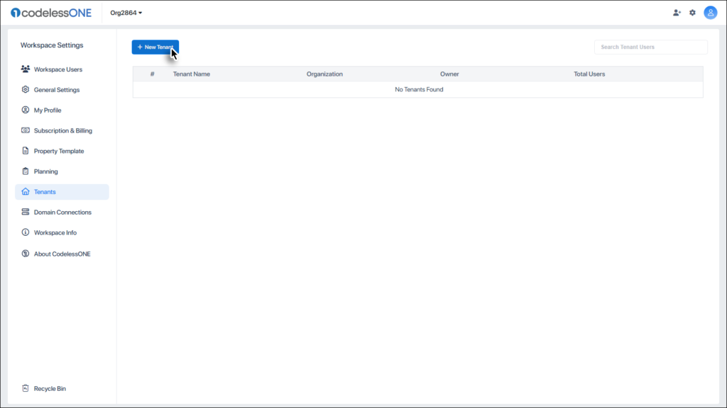 Click New Tenant button