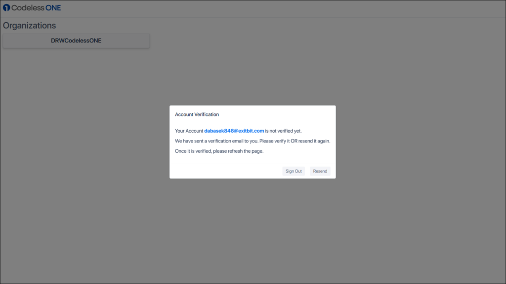 Email Verification message