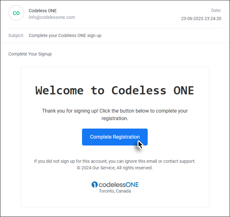 Click the Complete Registration button