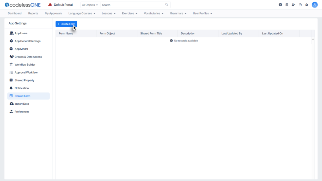 Click the Create Form button