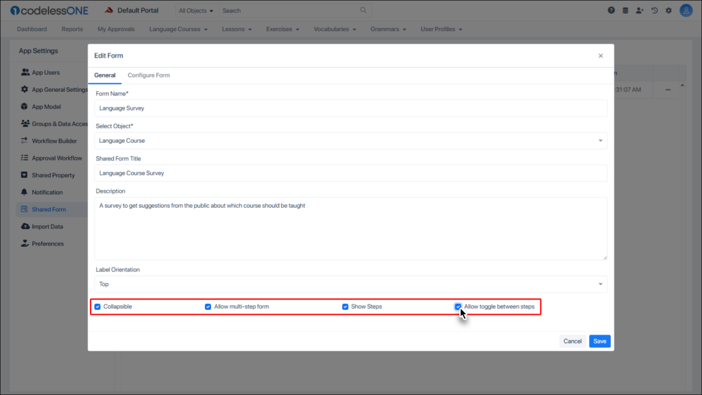 Enable all the checkboxes