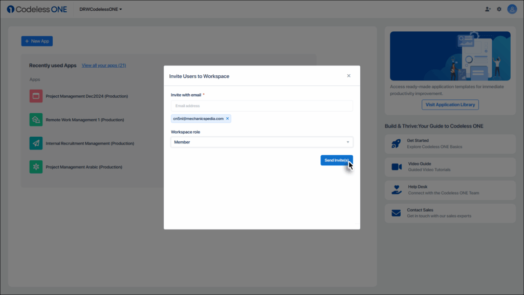 Click the Send Invite button