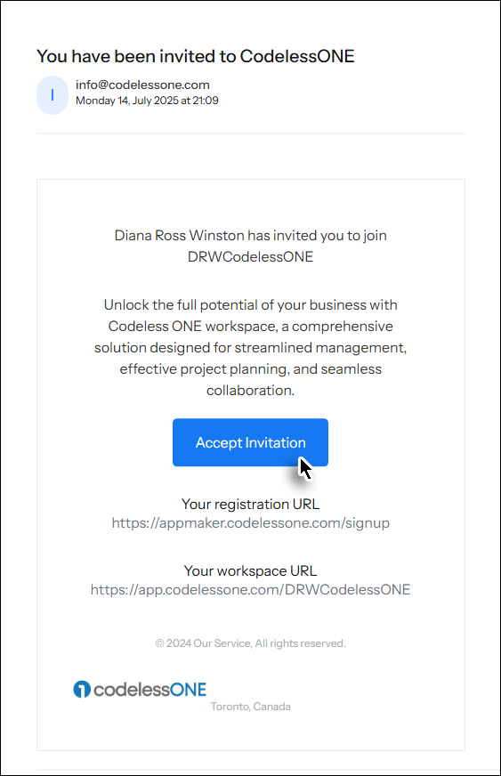 Click the Accept Invitation button