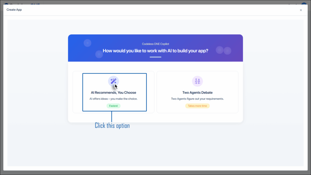 Select the AI recommendations option