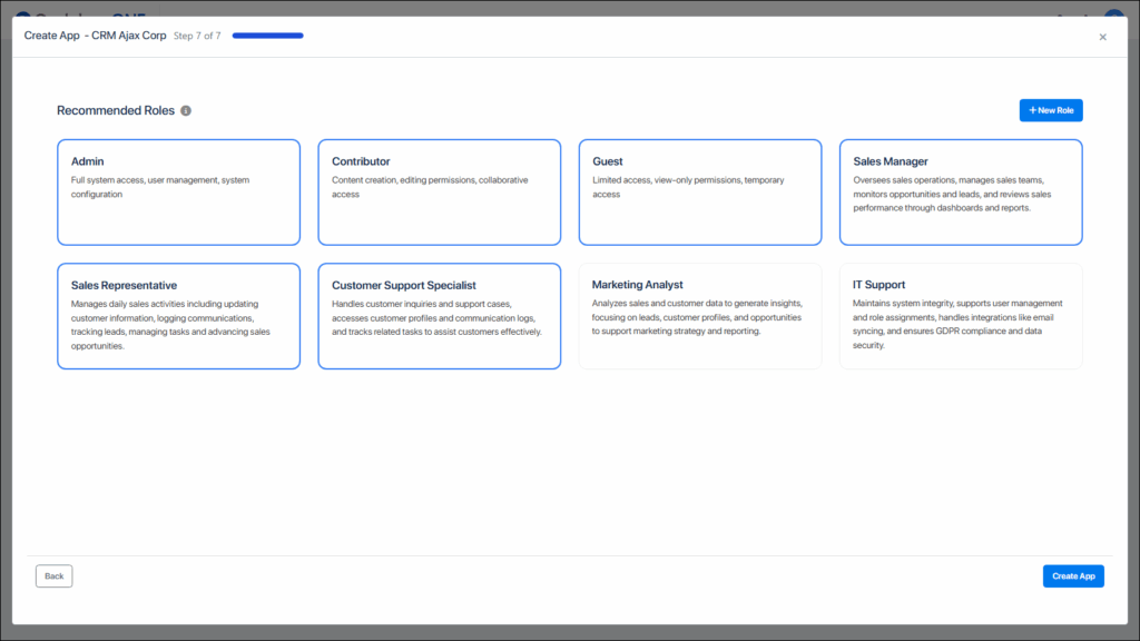 Step 7: Roles screen
