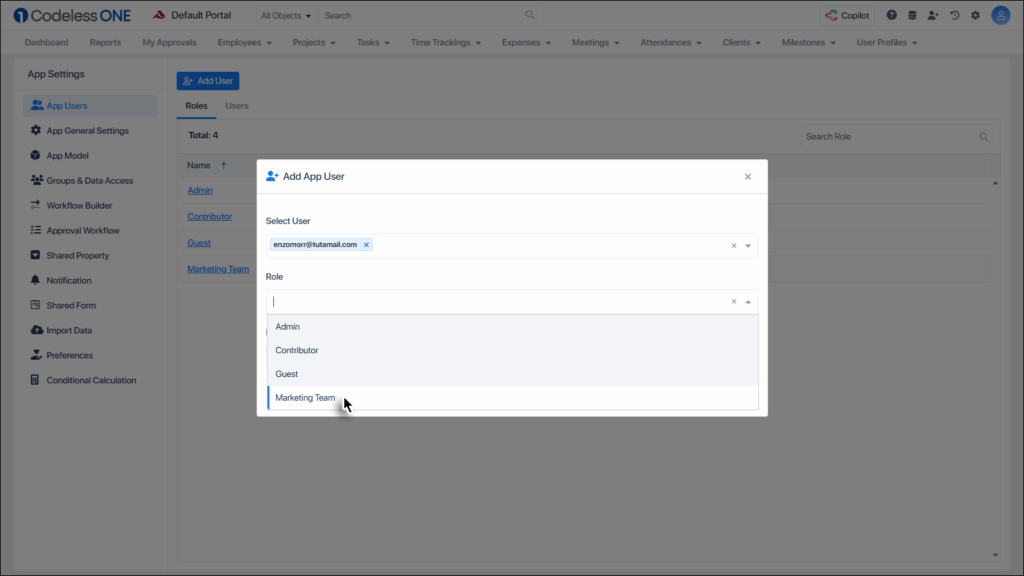 Select the Limited-access role (created earlier)