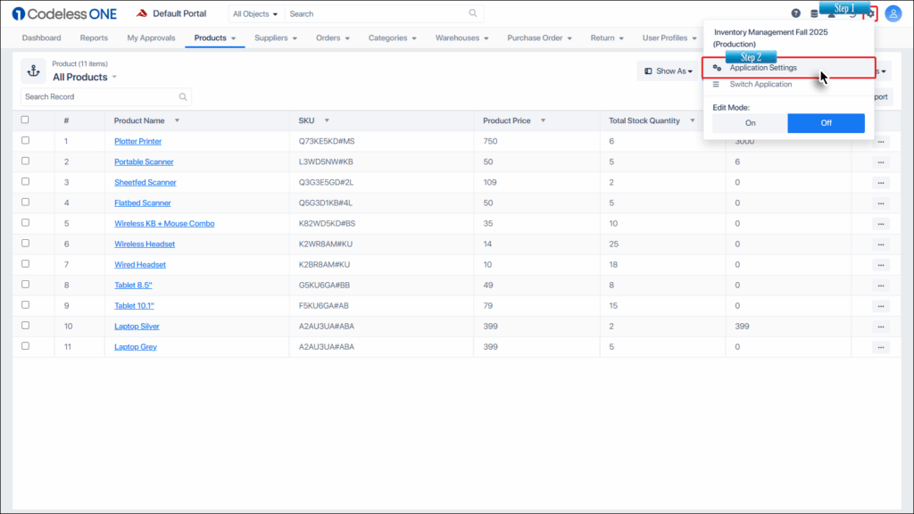invoke Application Settings