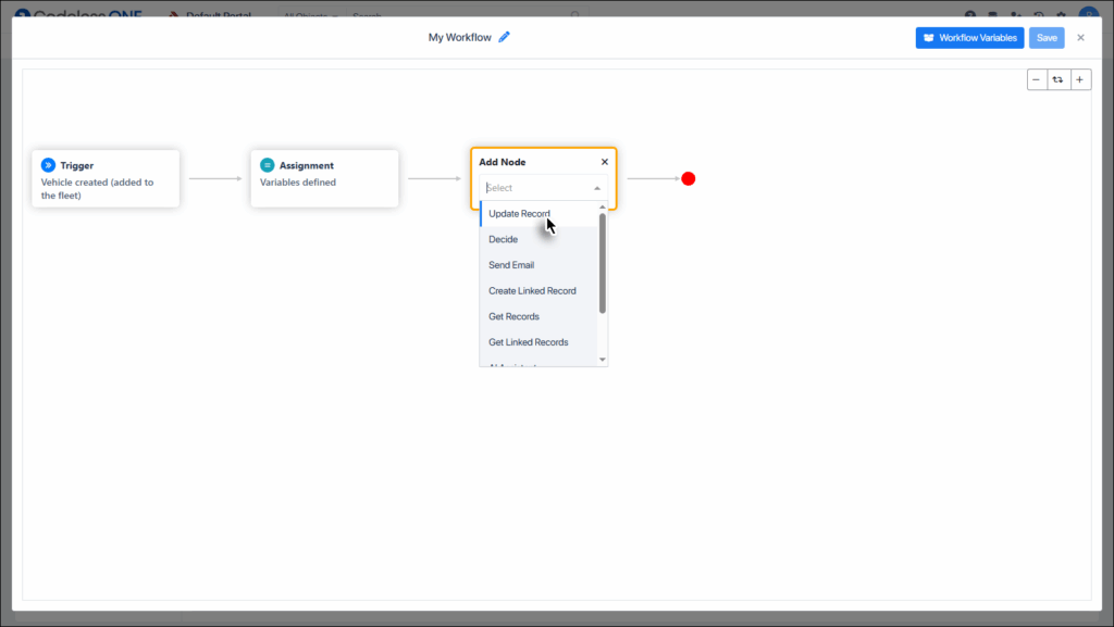 Create node with type Update Record